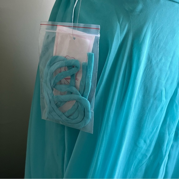 EVA USA Strapless Embellished Floor Length Gown Turquoise Sz M - Picture 13 of 16